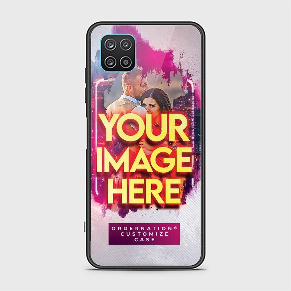 Samsung Galaxy A12 Cover Customized Case Series Upload Your Photo Multiple Case Types Available Rounded Corner Glass Soft Border Case