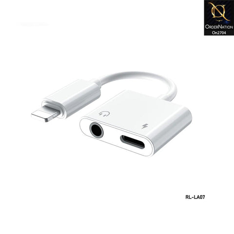 White - Remax RL-LA07 Concise Series 3.5mm & Lightning Audio Adapter