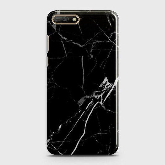 Huawei Y6 2018 - Black Modern Classic Marble Printed Hard Case