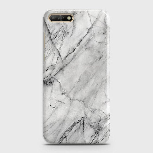 Huawei Y6 2018 Cover - Matte Finish - Trendy White Floor Marble Printed Hard Case with Life Time Colors Guarantee - D2