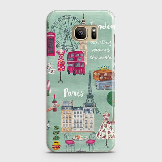 Samsung Galaxy S7 Edge Cover - Matte Finish - London, Paris, New York Modern Printed Hard Case With Life  Time Colors Guarantee