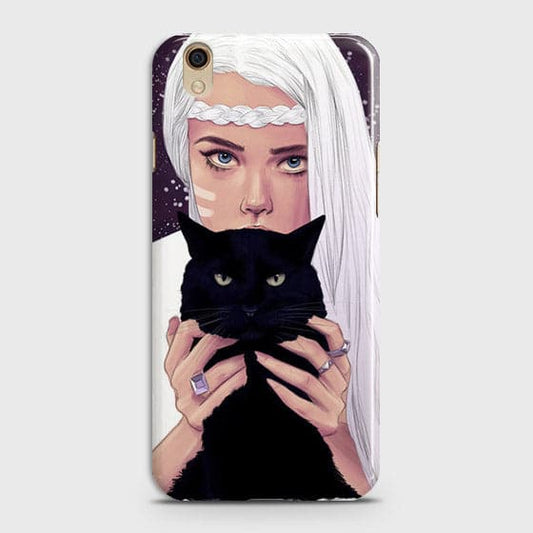Oppo A37 - Trendy Wild Black Cat Printed Hard Case With Life Time Colors Guarantee