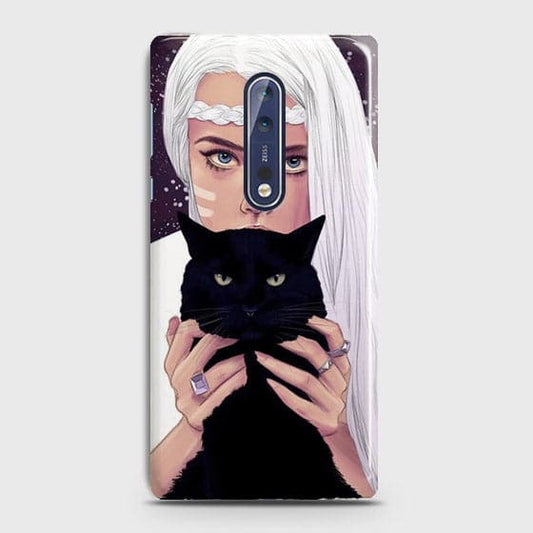 Nokia 8 - Trendy Wild Black Cat Printed Hard Case With Life Time Colors Guarantee