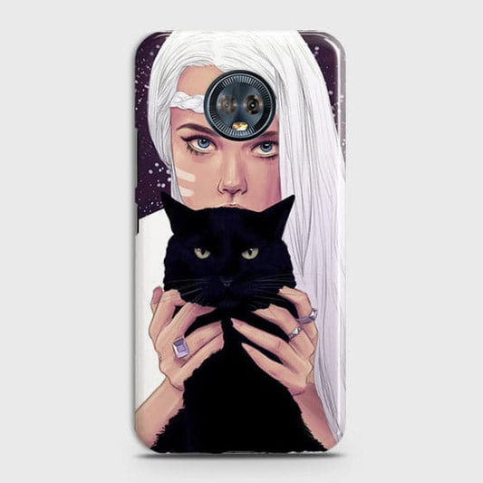 Motorola Moto G6 Plus - Trendy Wild Black Cat Printed Hard Case With Life Time Colors Guarantee ( Fast Delivery )