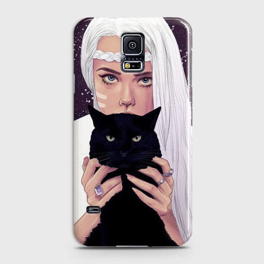 Samsung Galaxy S5 Cover - Trendy Wild Black Cat Printed Hard Case With Life Time Colors Guarantee
