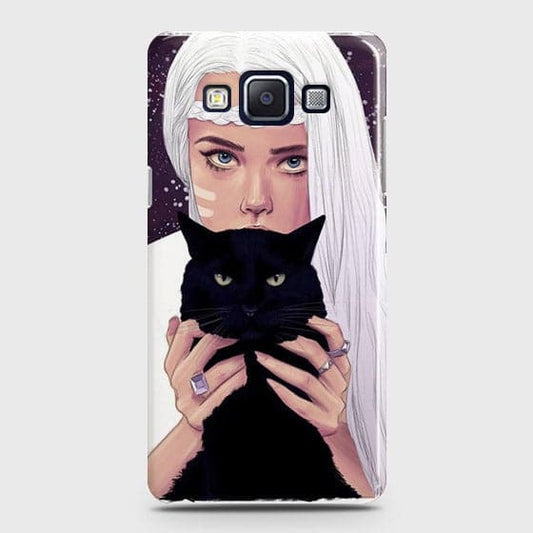 Samsung A5 - Trendy Wild Black Cat Printed Hard Case With Life Time Colors Guarantee