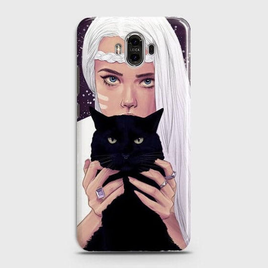 Huawei Mate 9 - Trendy Wild Black Cat Printed Hard Case With Life Time Colors Guarantee