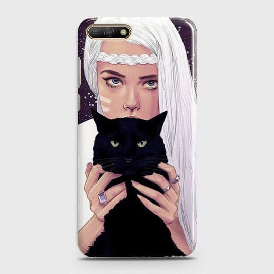 Huawei Y6 2018 - Trendy Wild Black Cat Printed Hard Case With Life Time Colors Guarantee