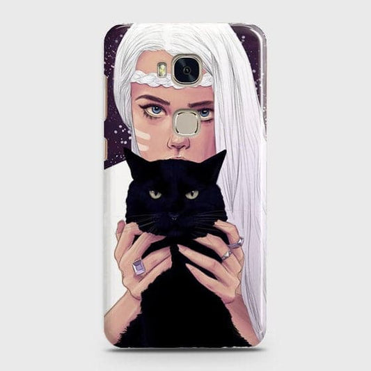 Huawei Honor 5X - Trendy Wild Black Cat Printed Hard Case With Life Time Colors Guarantee