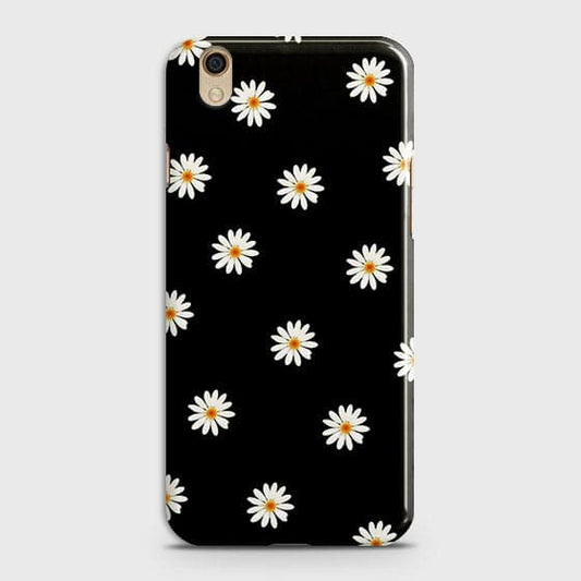 Oppo A37 Cover - Matte Finish - White Bloom Flowers with Black Background Printed Hard Case With Life Time Colors Guarantee
