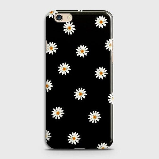 Oppo F1S Cover - Matte Finish - White Bloom Flowers with Black Background Printed Hard Case With Life Time Colors Guarantee
