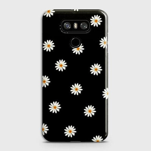 LG G6 Cover - Matte Finish - White Bloom Flowers with Black Background Printed Hard Case With Life Time Colors Guarantee