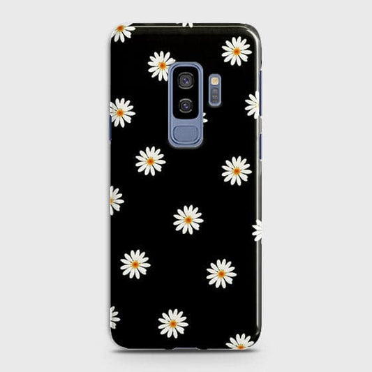 Samsung Galaxy S9 Plus Cover - White Bloom Flowers with Black Background Printed Hard Case With Life Time Colors Guarantee