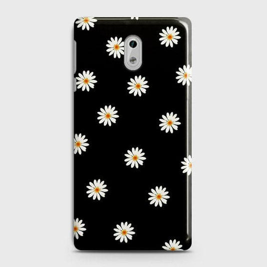 Nokia 6 Cover - Matte Finish - White Bloom Flowers with Black Background Printed Hard Case With Life Time Colors Guarantee