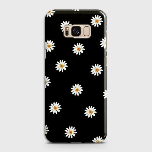 Samsung Galaxy S8 Plus Cover - White Bloom Flowers with Black Background Printed Hard Case With Life Time Colors Guarantee