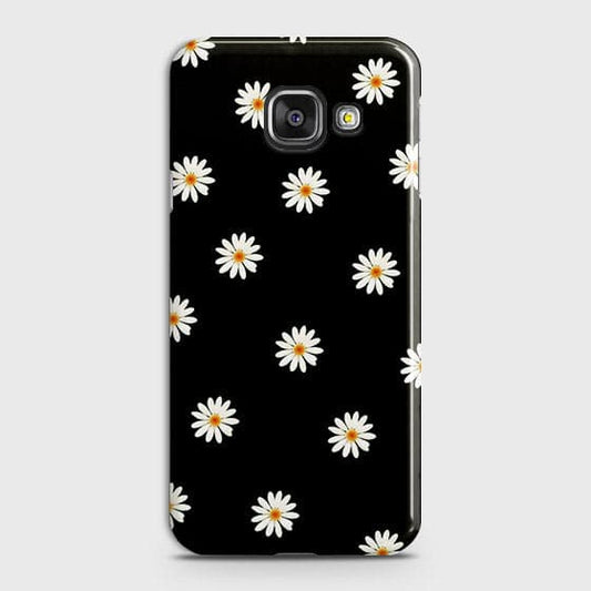 Samsung Galaxy A710 (A7 2016) Cover  - White Bloom Flowers with Black Background Printed Hard Case With Life Time Colors Guarantee
