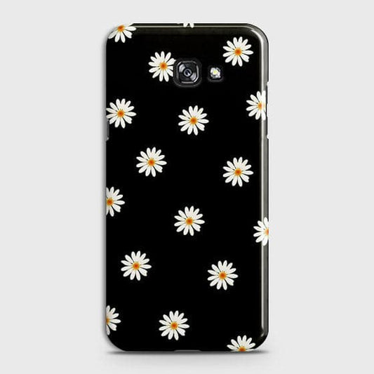 Samsung A3 2017 Cover - White Bloom Flowers with Black Background Printed Hard Case With Life Time Colors Guarantee