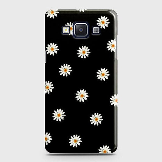 Samsung A5 Cover - White Bloom Flowers with Black Background Printed Hard Case With Life Time Colors Guarantee