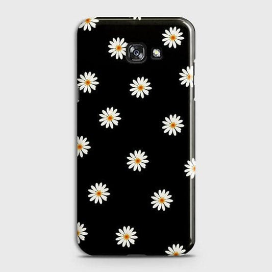 Samsung A7 2017 Cover - White Bloom Flowers with Black Background Printed Hard Case With Life Time Colors Guarantee