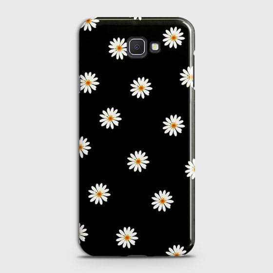 Samsung Galaxy J5 Prime Cover - White Bloom Flowers with Black Background Printed Hard Case With Life Time Colors Guarantee