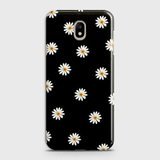 Samsung Galaxy J5 2017 Cover - White Bloom Flowers with Black Background Printed Hard Case With Life Time Colors Guarantee