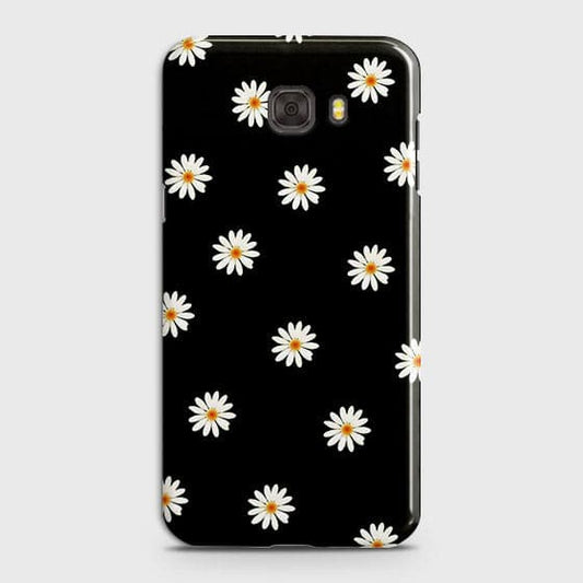 Samsung C7 Cover - Matte Finish - White Bloom Flowers with Black Background Printed Hard Case With Life Time Colors Guarantee