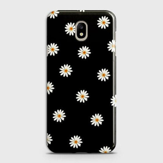 Samsung Galaxy J7 2018 Cover - Matte Finish - White Bloom Flowers with Black Background Printed Hard Case With Life Time Colors Guarantee