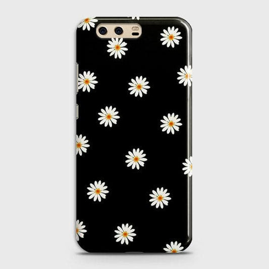Huawei P10 Cover - Matte Finish - White Bloom Flowers with Black Background Printed Hard Case With Life Time Colors Guarantee