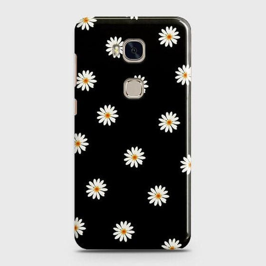 Huawei Honor 5X Cover - Matte Finish - White Bloom Flowers with Black Background Printed Hard Case With Life Time Colors Guarantee