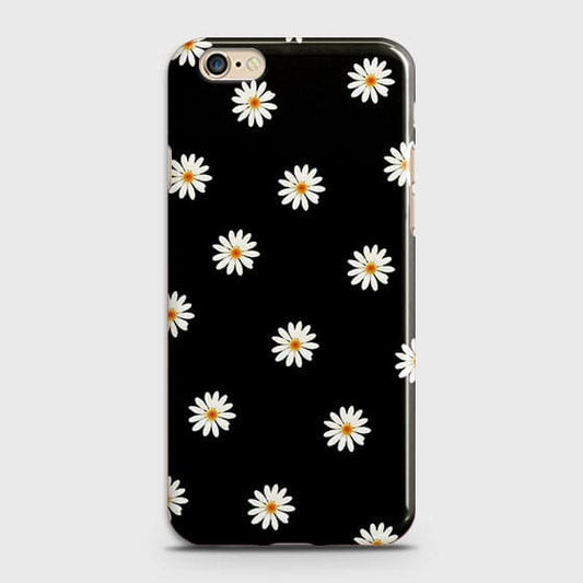 iPhone 6 & iPhone 6S Cover - White Bloom Flowers with Black Background Printed Hard Case With Life Time Colors Guarantee