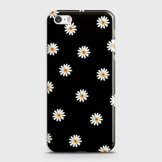 iPhone 5C Cover - White Bloom Flowers with Black Background Printed Hard Case With Life Time Colors Guarantee