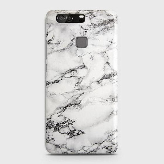 Huawei P9 Cover - Matte Finish - Trendy Mysterious White Marble Printed Hard Case with Life Time Colors Guarantee