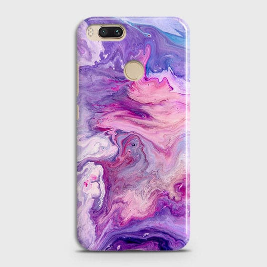 Xiaomi Mi A1 Cover - Chic Blue Liquid Marble Printed Hard Case with Life Time Colour Guarantee