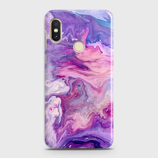 Xiaomi Redmi Y2 Cover - Chic Blue Liquid Marble Printed Hard Case with Life Time Colour Guarantee