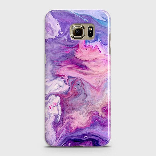 Samsung Galaxy S6 Cover - Chic Blue Liquid Marble Printed Hard Case with Life Time Colour Guarantee