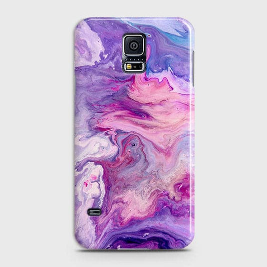 Samsung Galaxy S5 Cover - Chic Blue Liquid Marble Printed Hard Case with Life Time Colour Guarantee