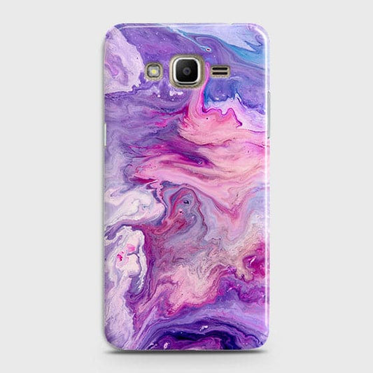 Samsung Galaxy J320 / J3 2016 Cover - Chic Blue Liquid Marble Printed Hard Case with Life Time Colour Guarantee