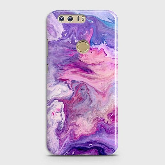 Huawei Honor 8 Cover - Chic Blue Liquid Marble Printed Hard Case with Life Time Colour Guarantee