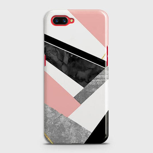 Oppo A3S Cover - Geometric Luxe Marble Trendy Printed Hard Case With Life Time Colour Guarantee