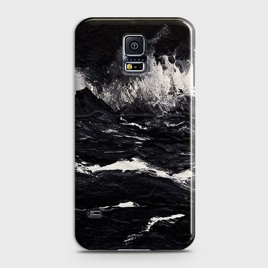 Samsung Galaxy S5 Cover - Matte Finish - Black Ocean Marble Trendy Printed Hard Case With Life Time Colour Guarantee (Fast Delivery) (A)
