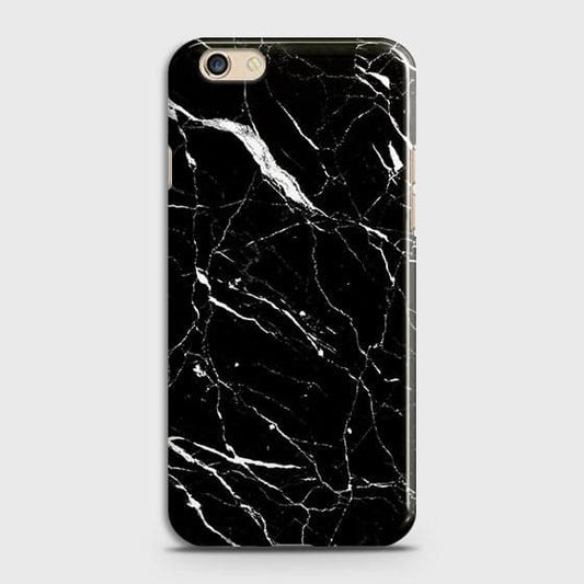 Oppo F3 Cover - Matte Finish - Trendy Black Marble Printed Hard Case With Life Time Guarantee
