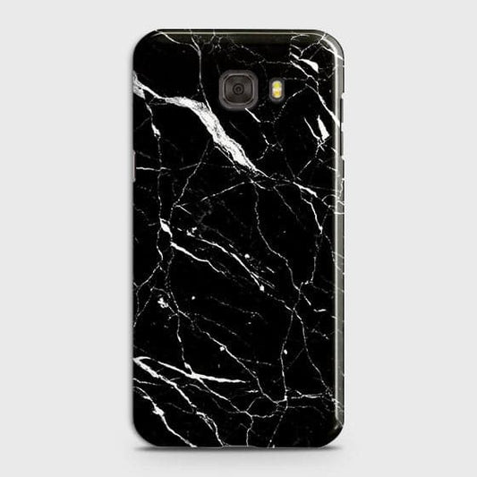 Samsung C7 Cover - Matte Finish - Trendy Black Marble Printed Hard Case With Life Time Guarantee