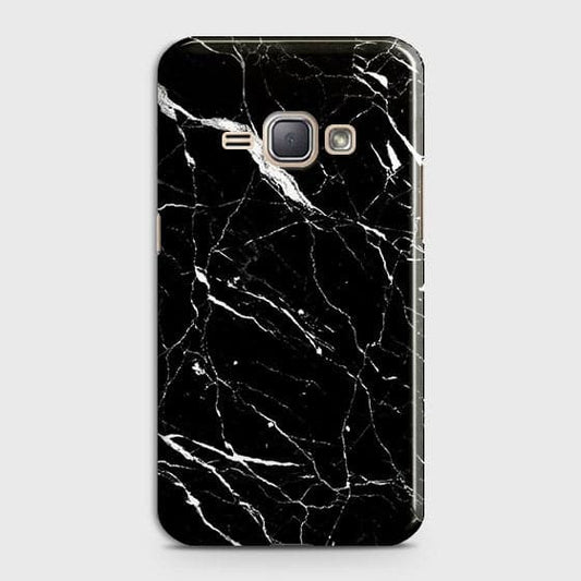 Samsung Galaxy J1 2016 / J120 Cover - Matte Finish - Trendy Black Marble Printed Hard Case With Life Time Guarantee