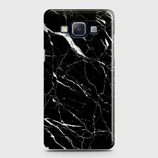 Samsung Galaxy E5 Cover - Matte Finish - Trendy Black Marble Printed Hard Case With Life Time Guarantee