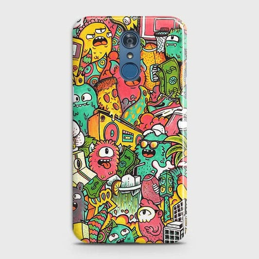 LG Q7 Cover - Matte Finish - Candy Colors Trendy Sticker Collage Printed Hard Case With Life Time Guarantee