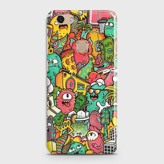 Vivo V7 Cover - Matte Finish - Candy Colors Trendy Sticker Collage Printed Hard Case With Life Time Guarantee b63