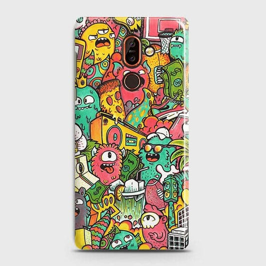 Nokia 7 Plus Cover - Matte Finish - Candy Colors Trendy Sticker Collage Printed Hard Case With Life Time Guarantee