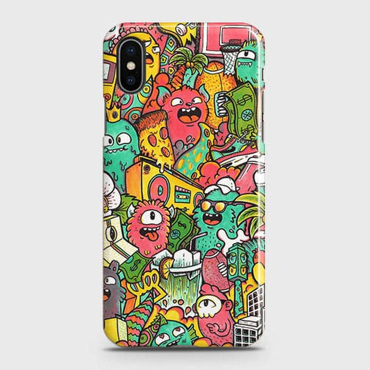 iPhone XS Cover - Matte Finish - Candy Colors Trendy Sticker Collage Printed Hard Case With Life Time Guarantee