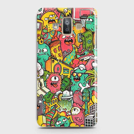 Samsung Galaxy J7 Duo Cover - Matte Finish - Candy Colors Trendy Sticker Collage Printed Hard Case With Life Time Guarantee
