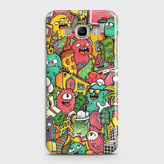 Samsung Galaxy J510 Cover - Matte Finish - Candy Colors Trendy Sticker Collage Printed Hard Case With Life Time Guarantee